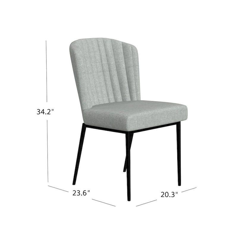 Sedia da pranzo ChannelBack con gambe in metallo - Tessuto grigio (confezione da 2)