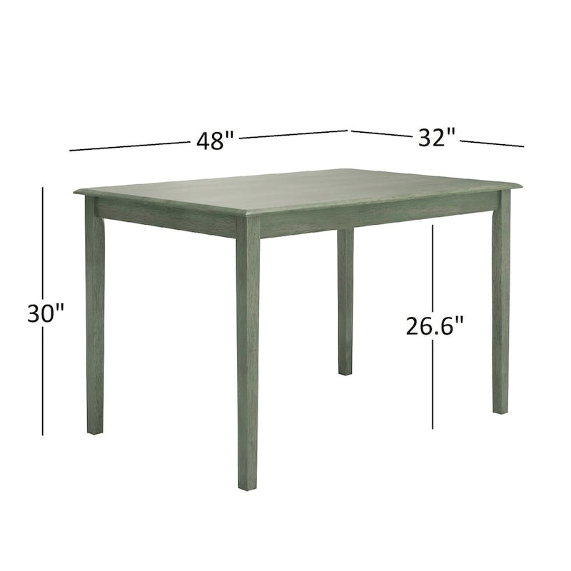 Set da pranzo rettangolare color salvia anticato da 48 pollici, 5 pezzi