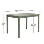 Set da pranzo rettangolare color salvia anticato da 48 pollici, 5 pezzi