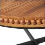 Tavolino da Caffè con Perle di Legno e Base a X in Metallo