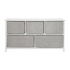 5 Drawer Storage Chest with Wood Top & Dark Fabric Pull Drawers