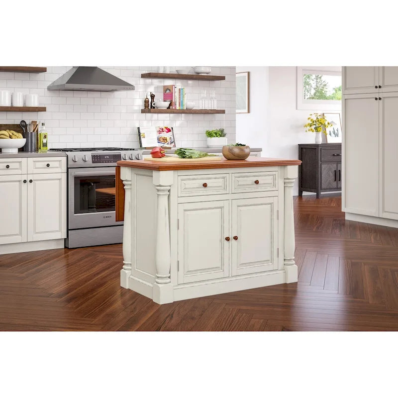Isola da cucina in legno bianco sporco
