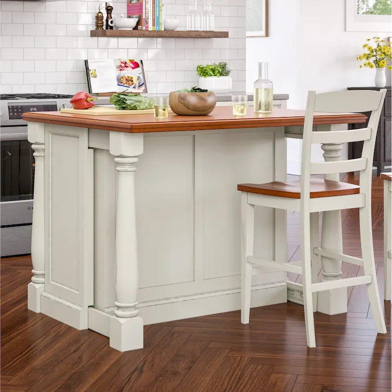 Isola da cucina in legno bianco sporco
