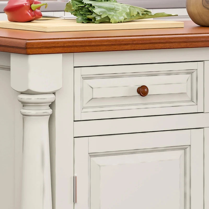 Isola da cucina in legno bianco sporco