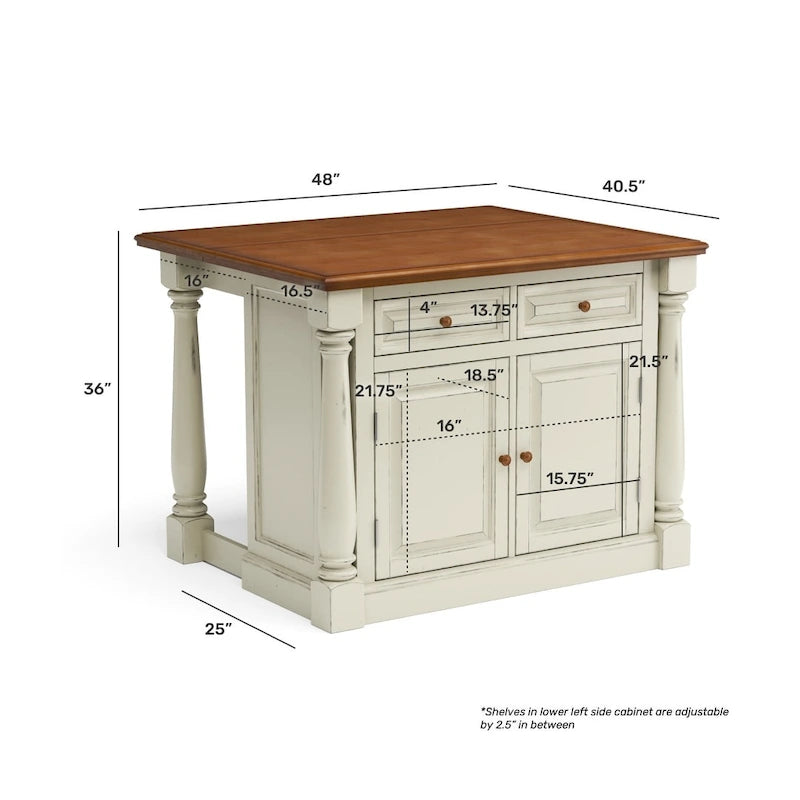 Isola da cucina in legno bianco sporco