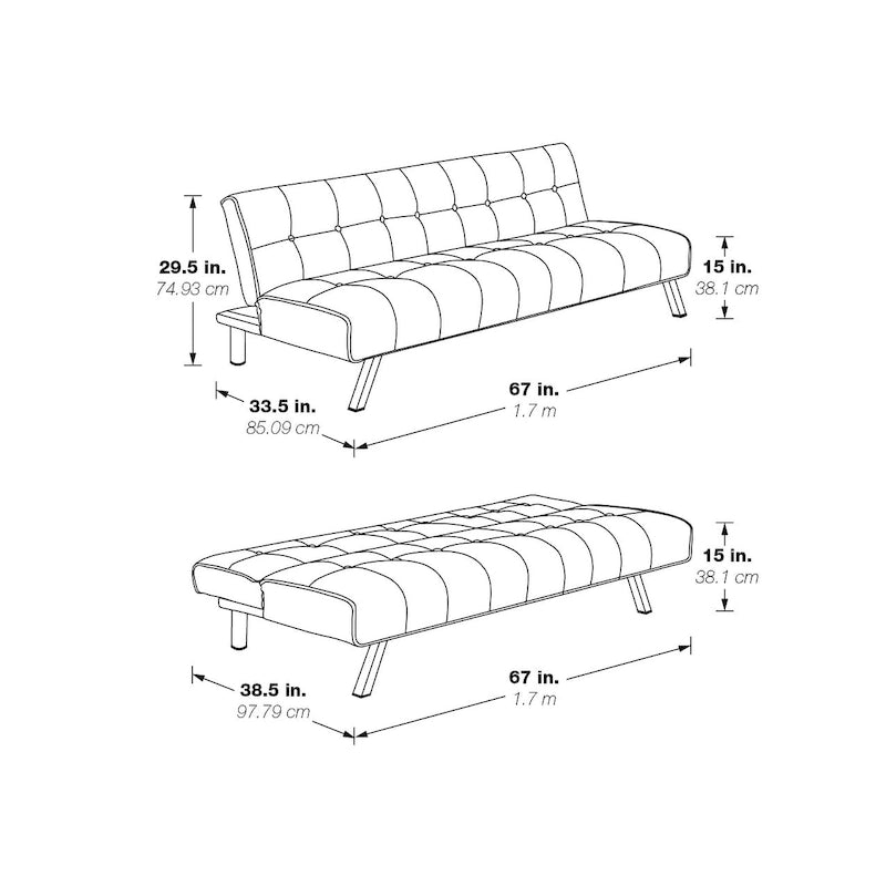 Futon con gambe in acciaio inossidabile