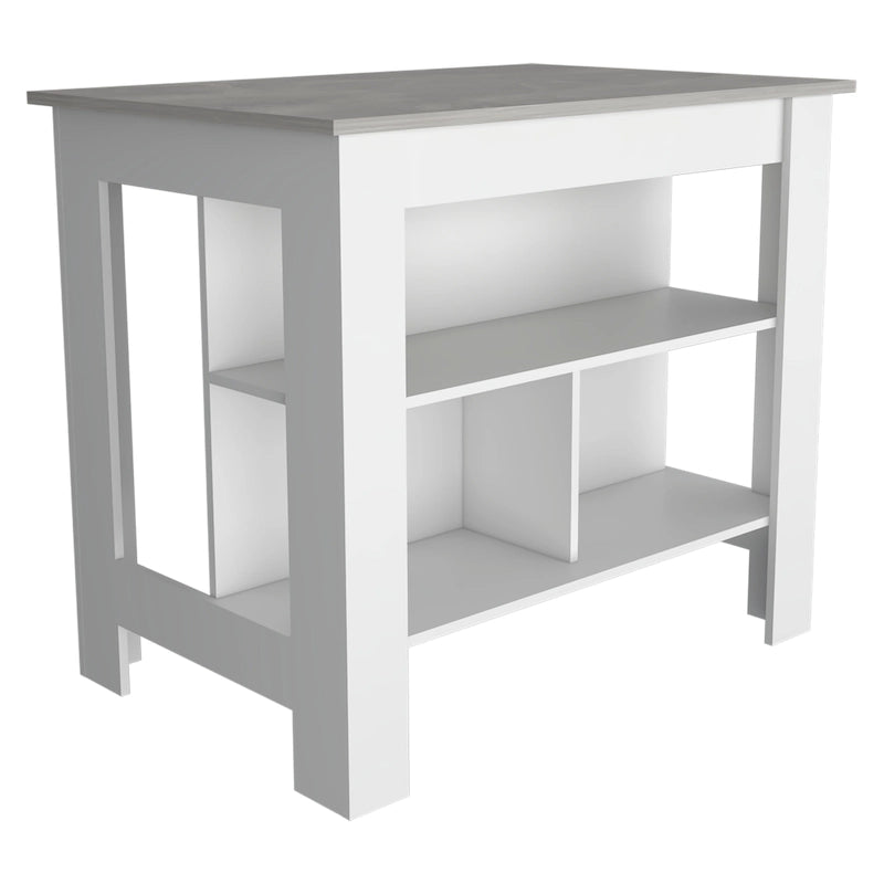 Isola da cucina in legno a 3 ripiani in stile casual
