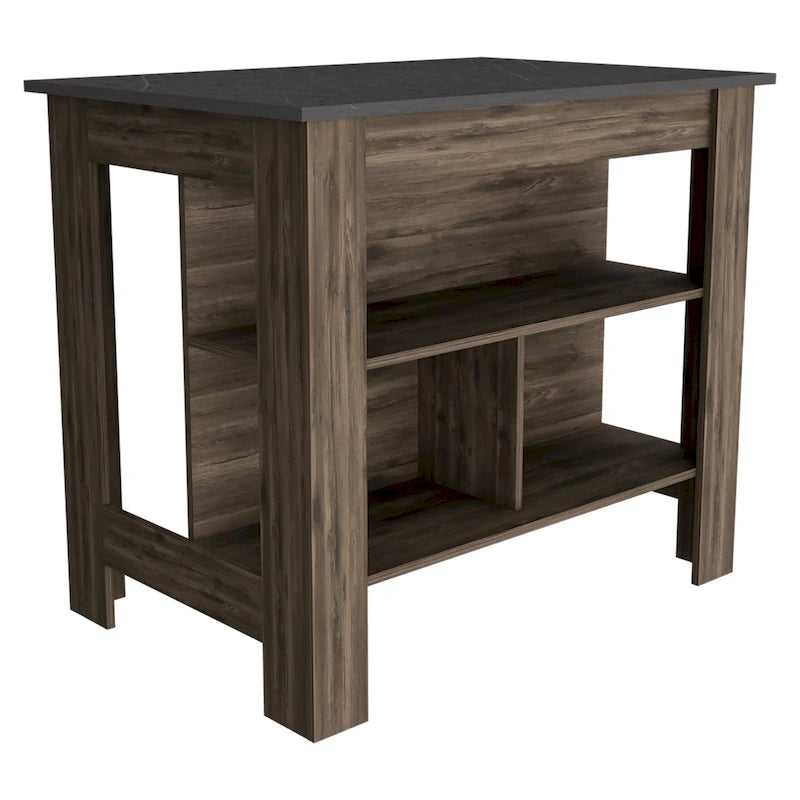 Isola da cucina in legno a 3 ripiani in stile casual