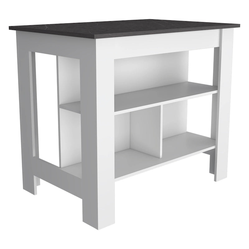 Isola da cucina in legno a 3 ripiani in stile casual