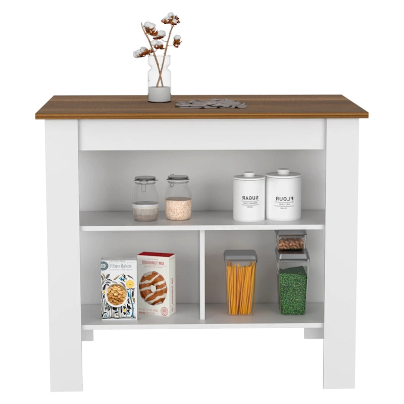 Isola da cucina in legno a 3 ripiani in stile casual