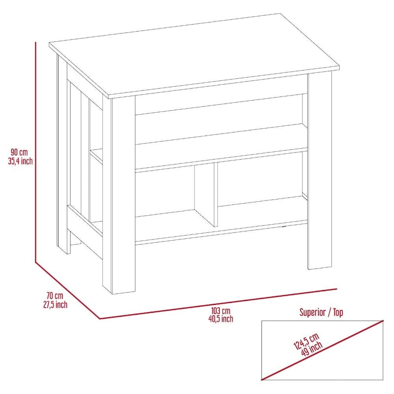 Isola da cucina in legno a 3 ripiani in stile casual