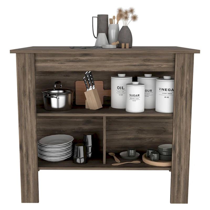 Isola da cucina in legno a 3 ripiani in stile casual
