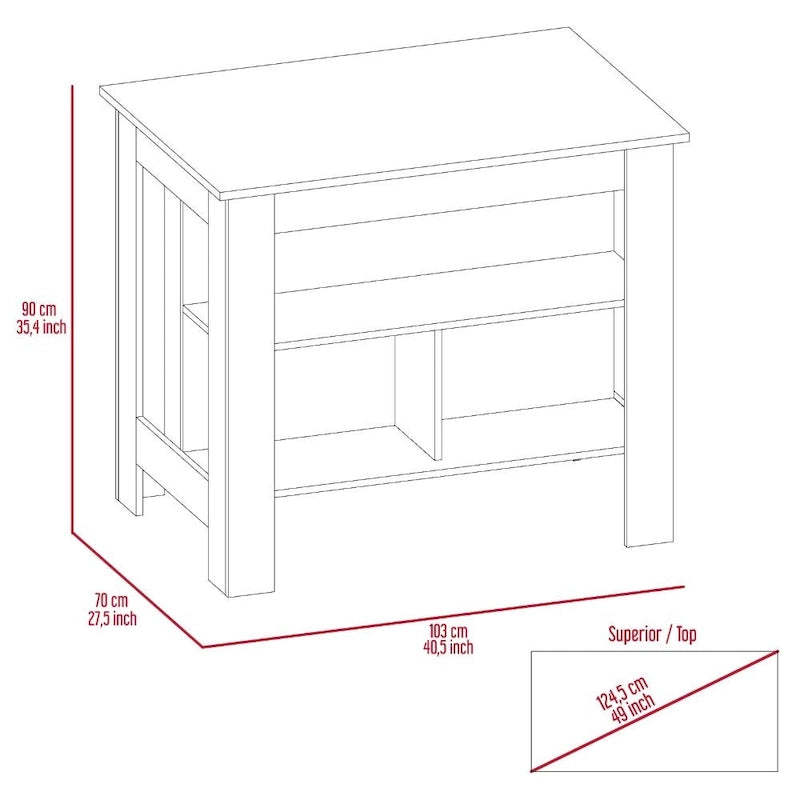 Isola da cucina in legno a 3 ripiani in stile casual