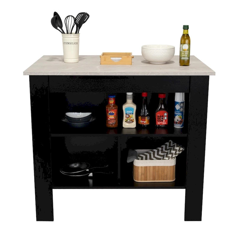 Isola da cucina in legno a 3 ripiani in stile casual