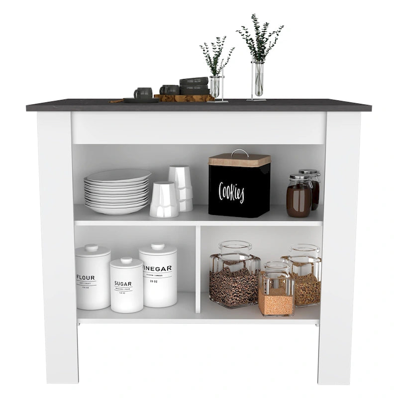 Isola da cucina in legno a 3 ripiani in stile casual