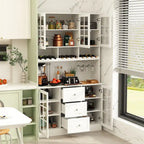 79Credenza da cucina con ante in vetro, mobile buffet laccato