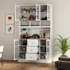 79Credenza da cucina con ante in vetro, mobile buffet laccato