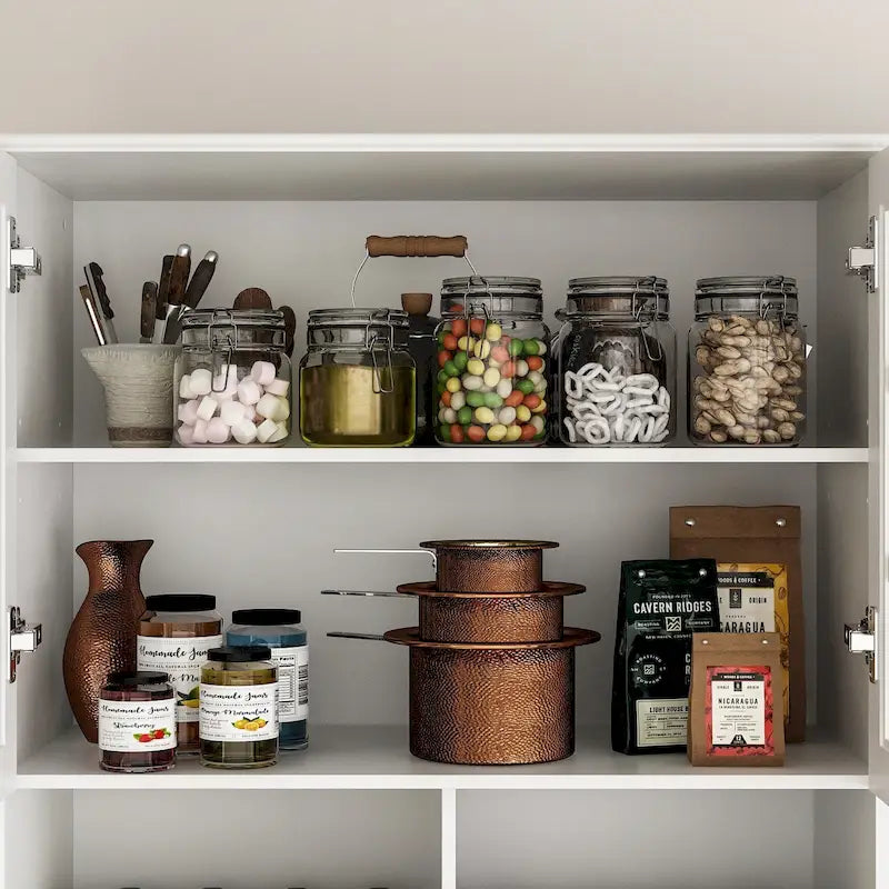 79Credenza da cucina con ante in vetro, mobile buffet laccato