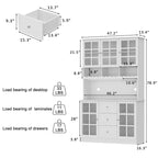 79Credenza da cucina con ante in vetro, mobile buffet laccato