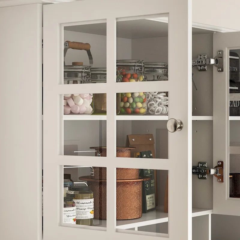 79Credenza da cucina con ante in vetro, mobile buffet laccato