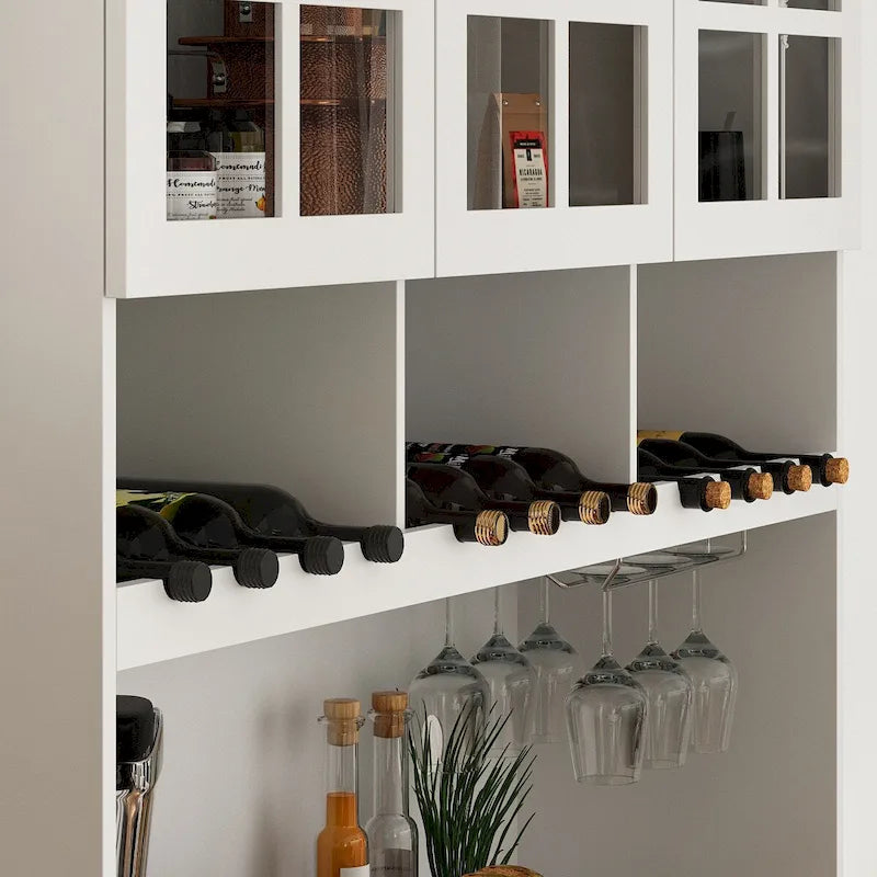 79Credenza da cucina con ante in vetro, mobile buffet laccato