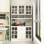 79Credenza da cucina con ante in vetro, mobile buffet laccato