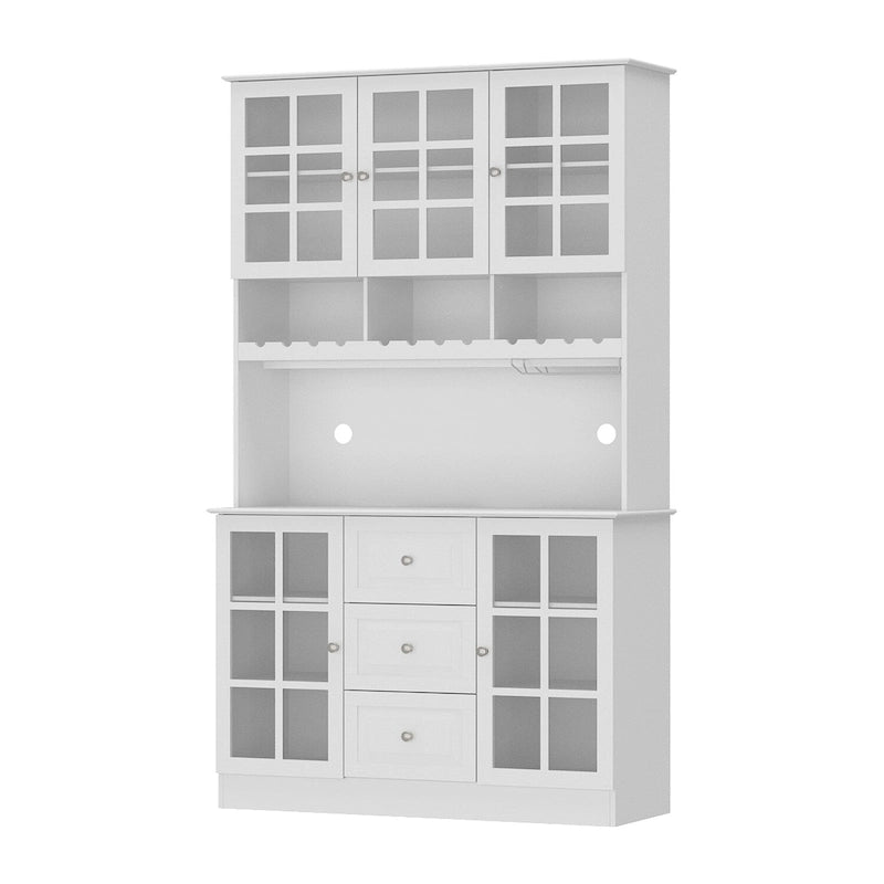 79Credenza da cucina con ante in vetro, mobile buffet laccato