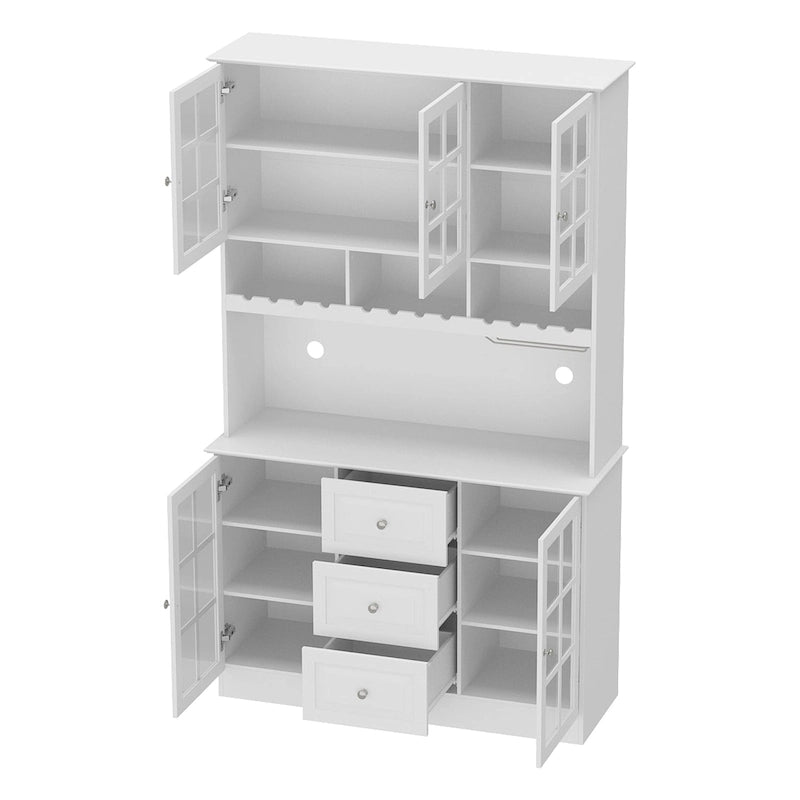 79Credenza da cucina con ante in vetro, mobile buffet laccato