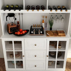 79Credenza da cucina con ante in vetro, mobile buffet laccato
