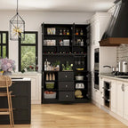 79Credenza da cucina con ante in vetro, mobile buffet laccato