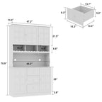 79Credenza da cucina con ante in vetro, mobile buffet laccato