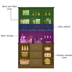 79Credenza da cucina con ante in vetro, mobile buffet laccato