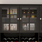 79Credenza da cucina con ante in vetro, mobile buffet laccato