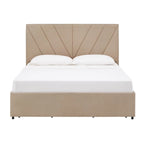 Letto a piattaforma con testiera a V e contenitore