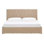 Letto a piattaforma con testiera a V e contenitore