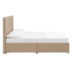 Letto a piattaforma con testiera a V e contenitore