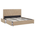 Letto a piattaforma con testiera a V e contenitore