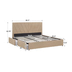 Letto a piattaforma con testiera a V e contenitore
