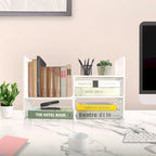 Organizzatore da scrivania retrò a 3 scomparti in legno bianco