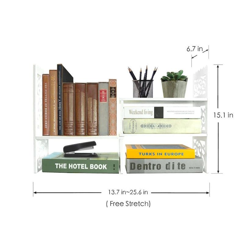 Organizzatore da scrivania retrò a 3 scomparti in legno bianco