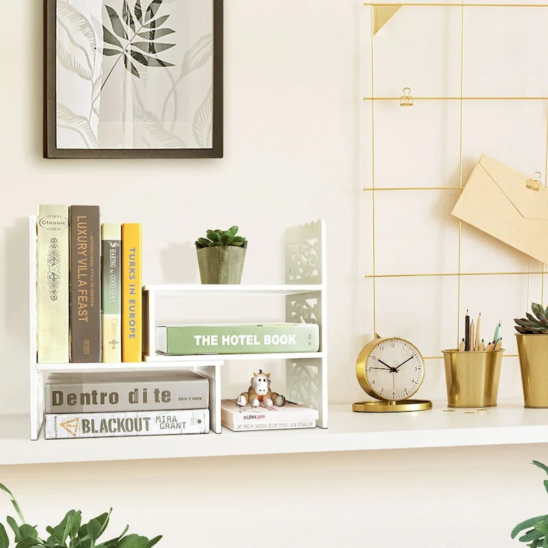 Organizzatore da scrivania retrò a 3 scomparti in legno bianco