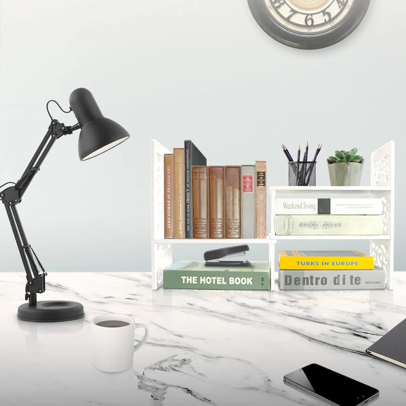 Organizzatore da scrivania retrò a 3 scomparti in legno bianco