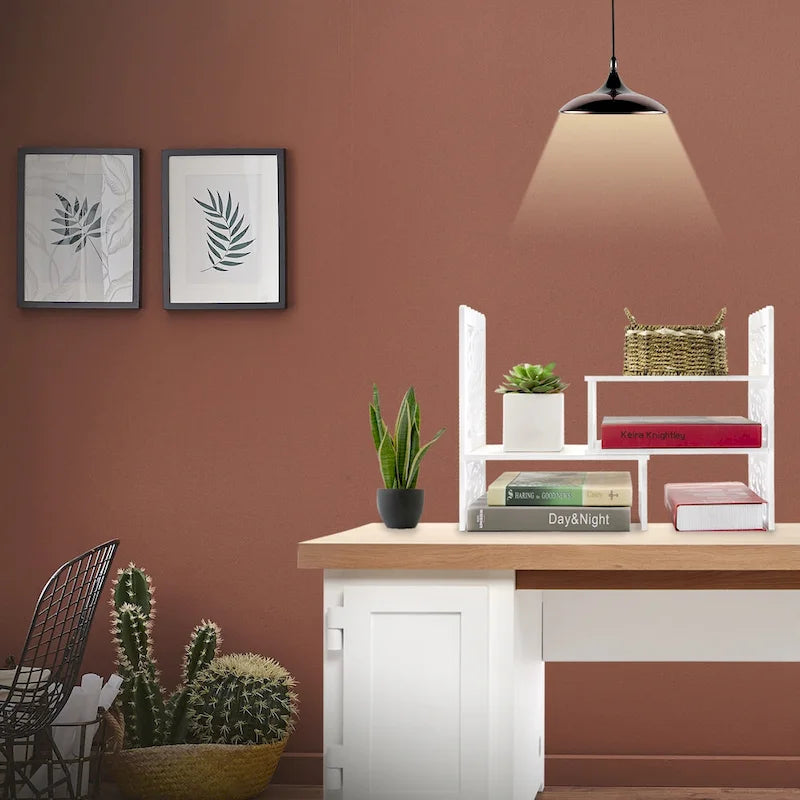 Organizzatore da scrivania retrò a 3 scomparti in legno bianco