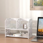 Organizzatore da scrivania retrò a 3 scomparti in legno bianco