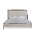 Letto a pannelli in legno massiccio con struttura in metallo, color Champagne