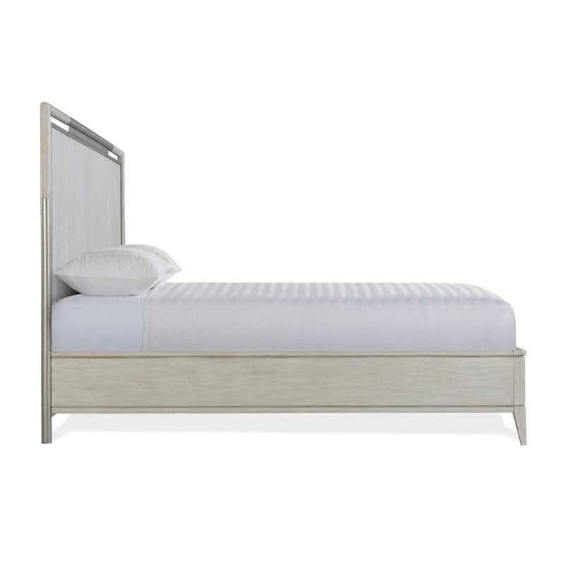 Letto a pannelli in legno massiccio con struttura in metallo, color Champagne