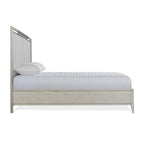 Letto a pannelli in legno massiccio con struttura in metallo, color Champagne