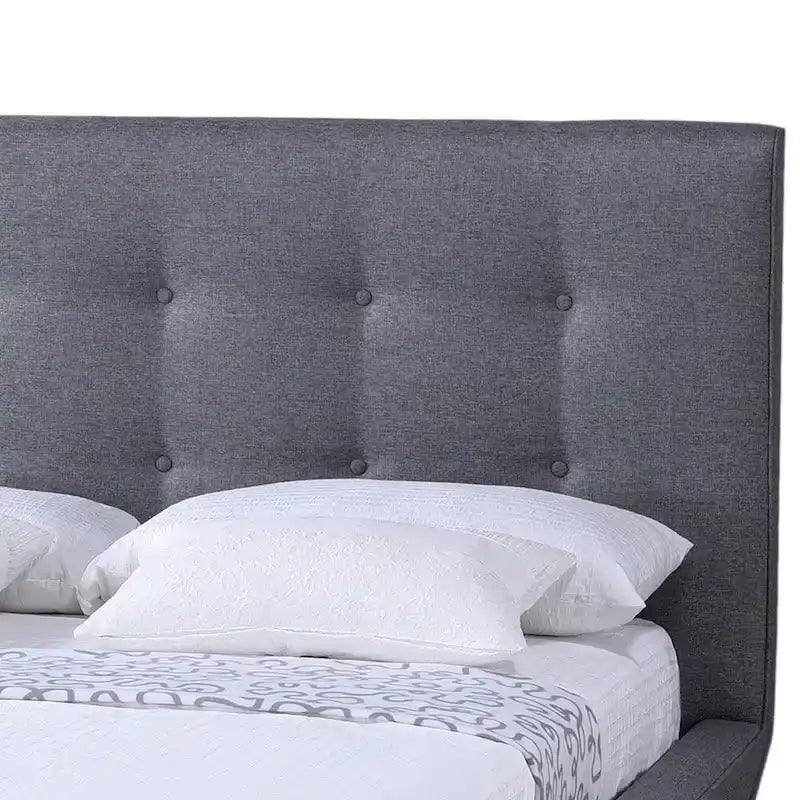 Letto a piattaforma imbottito grigio di metà secolo