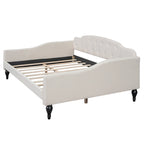 Letto a giorno imbottito capitonné, matrimoniale, beige