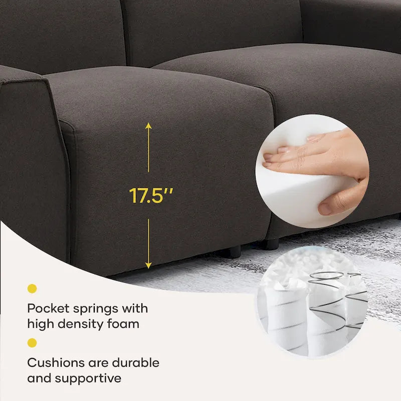 Divano moderno in tessuto di lino 71*35.5, elegante e minimalista 2-3 posti, facile da installare, squisito divanetto